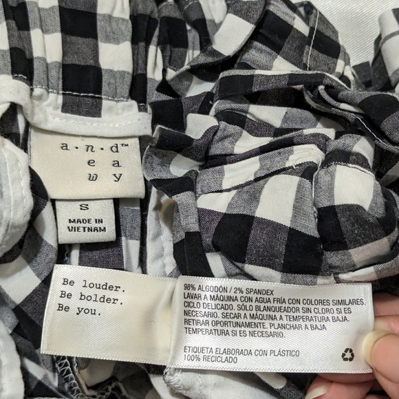 A New Day Women's US Small Black/White High-Waist Gingham Shorts w/ Waist Tie - Picture 8 of 9